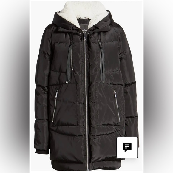 Sam Edelman Black Faux Shearling Lined Puffer Coat - Picture 6 of 15